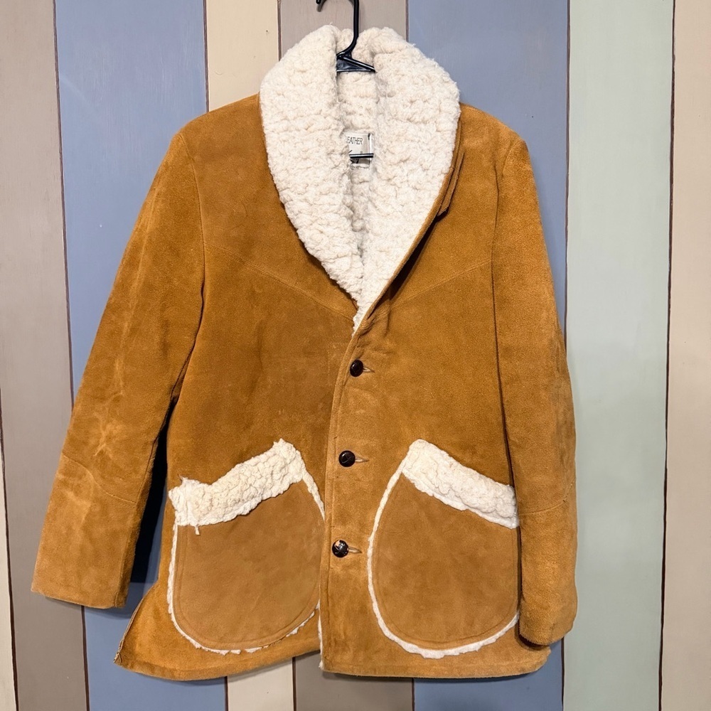 Vintage 1960s Jo O Kay Suede Leather Sherpa Lined Western Rancher Jacket 38 - Picture 3 of 14